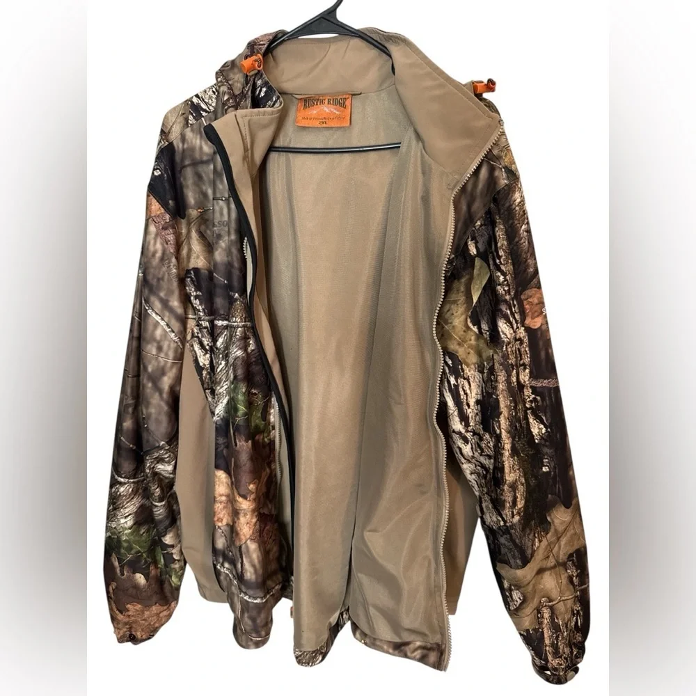 Rustic Ridge Camo Hunting Jacket 2XL Mossy Oak Scent Stop Hooded Outdoor Coat